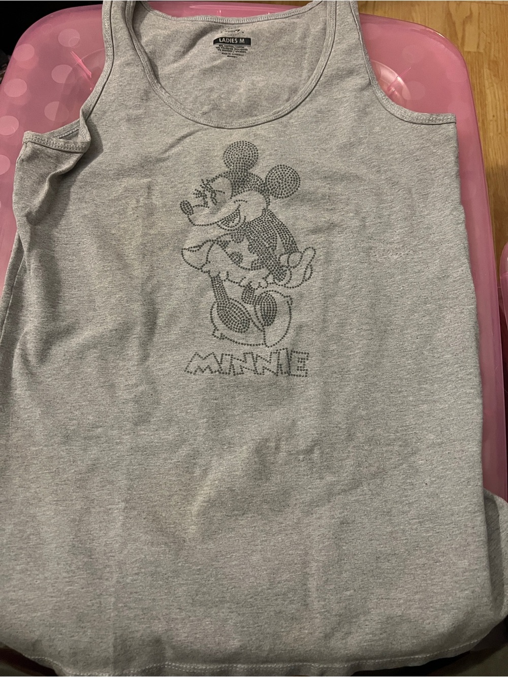 Disney Gray Minnie Mouse Rhinestone Tank Top